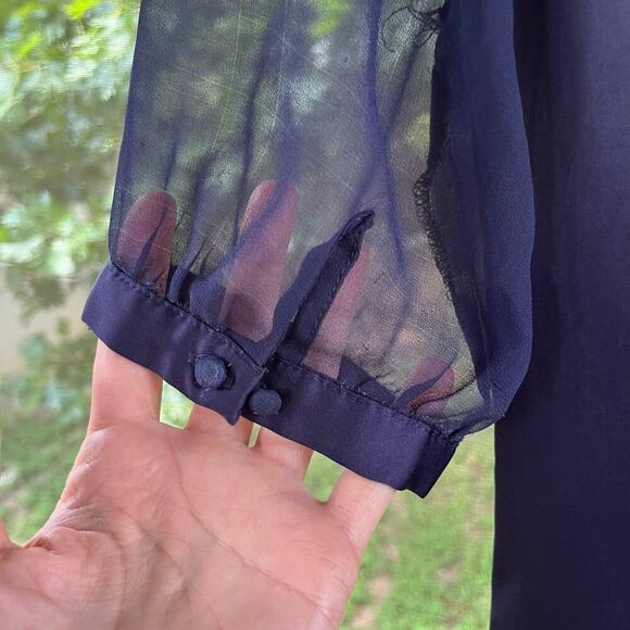 Dior Women's Navy/Purple 100% Silk Ruffled Mini Dress Size L - Picture 6 of 14